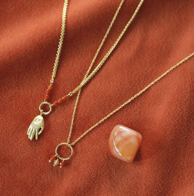 Sentiment Carnelian Citrine Necklace GP