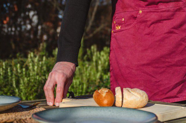 Five Pockets Apron , Slim Fit, Canvas Aubergine Burgundy