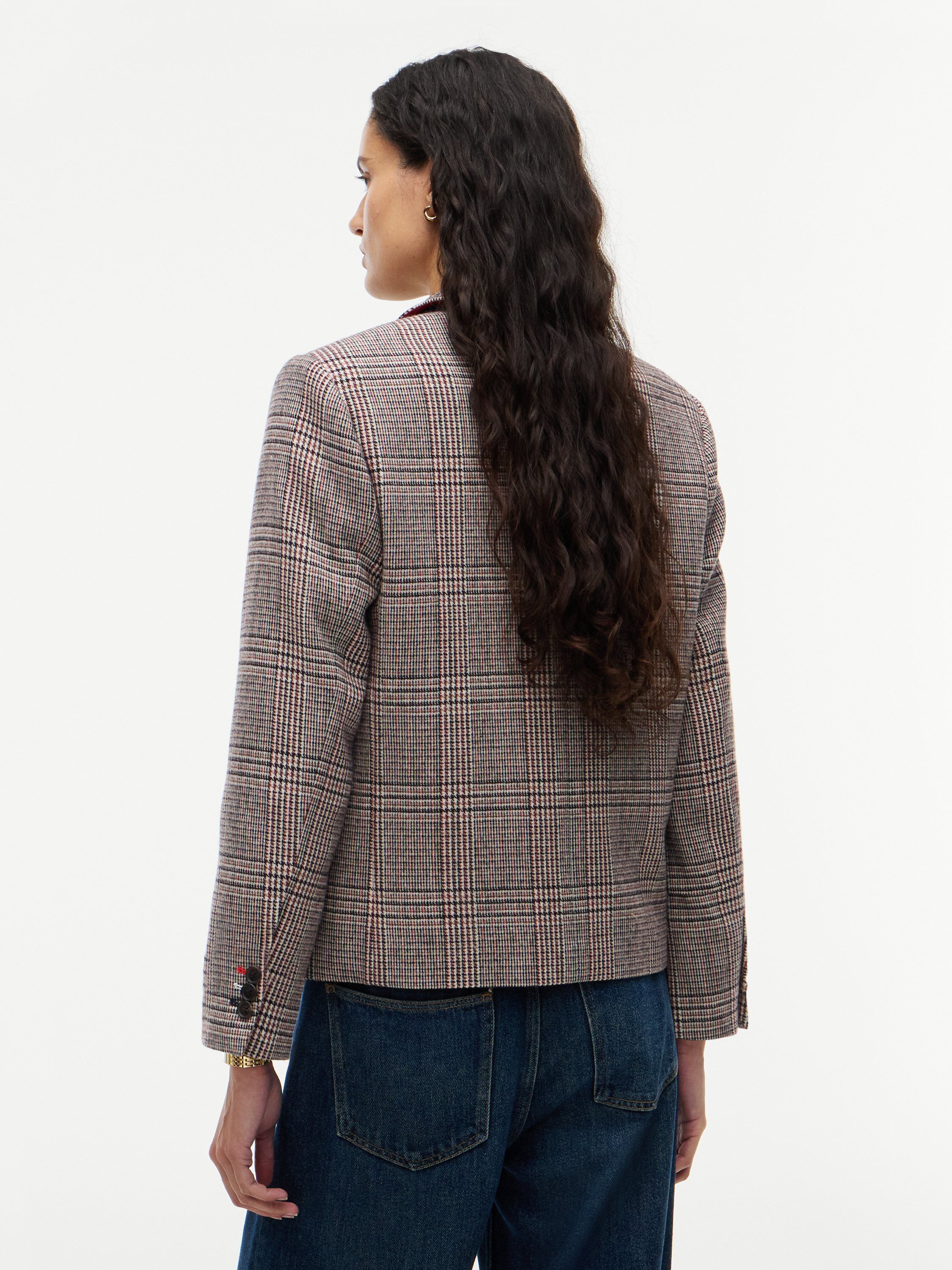 Regular Fit Wool Blend Check Blazer