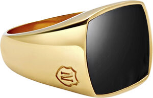 Men's Gold Plated Signet Ring with Onyx