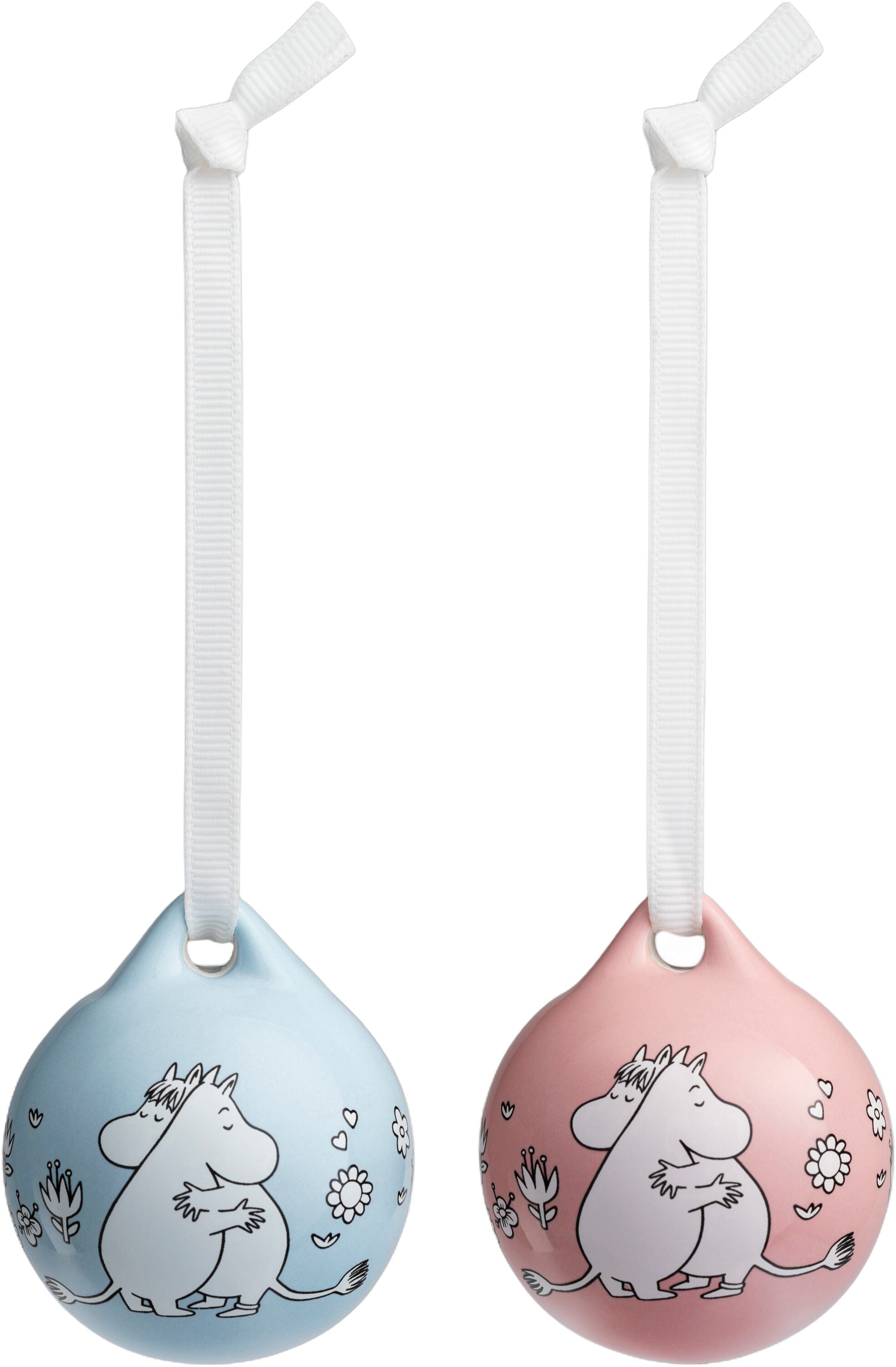 Moomin kugle 50 mm Love pink & blue, 2 stk.