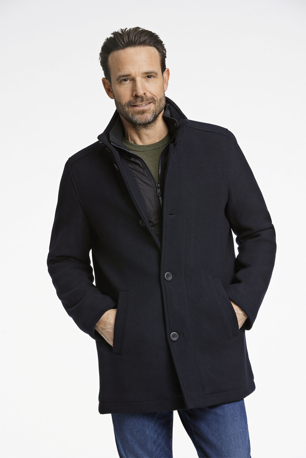 Relaxed-fit wool car coat