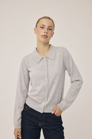 Mabel 15 Langærmede polo strikcardigan - 100% Cashmere