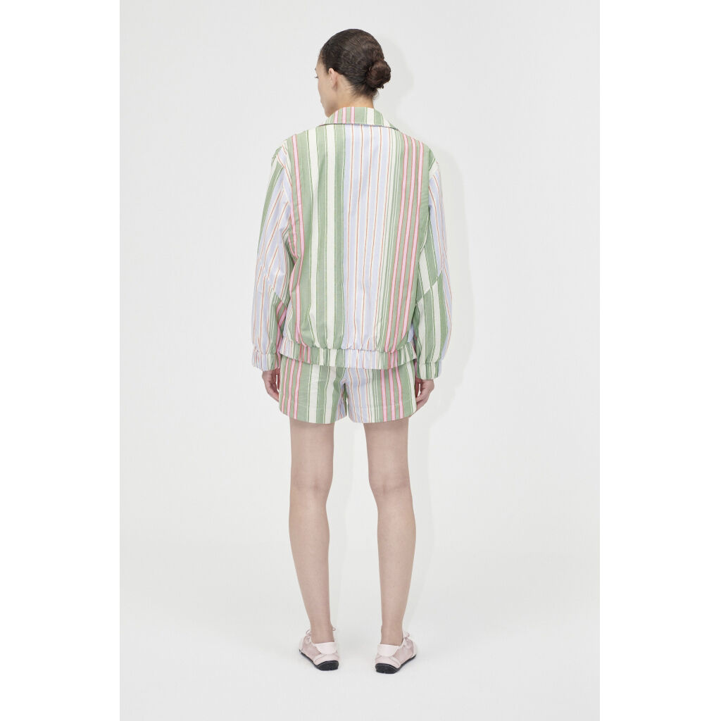 2363 Striped Cotton, Oversized Utility Workwear Jacket