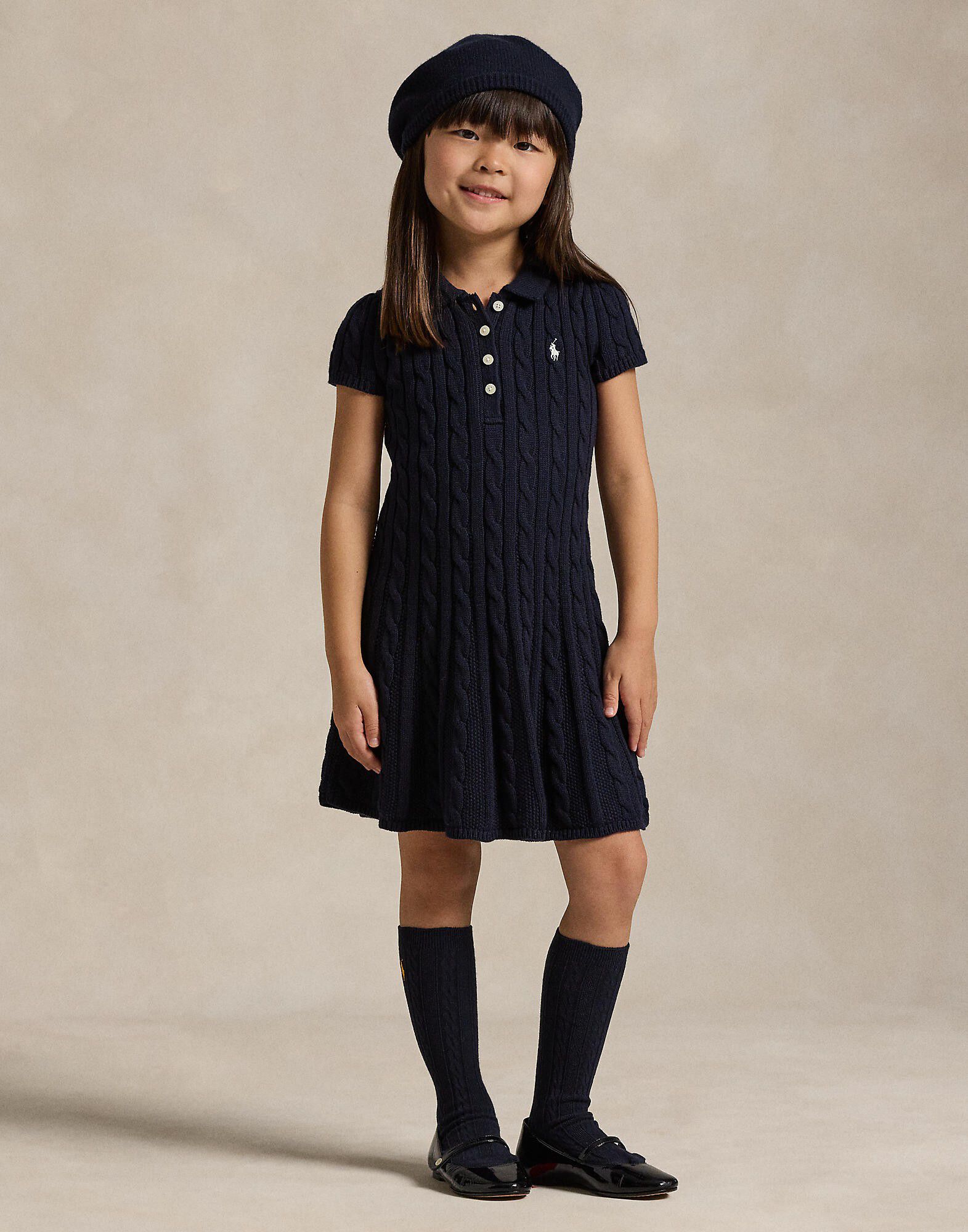 Cable-Knit Cotton Polo Sweater Dress