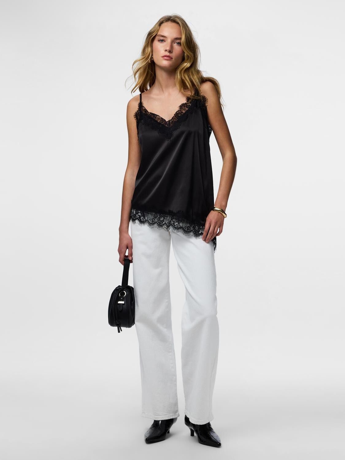 Pcnomi Strap Satin Lace Top Wvn