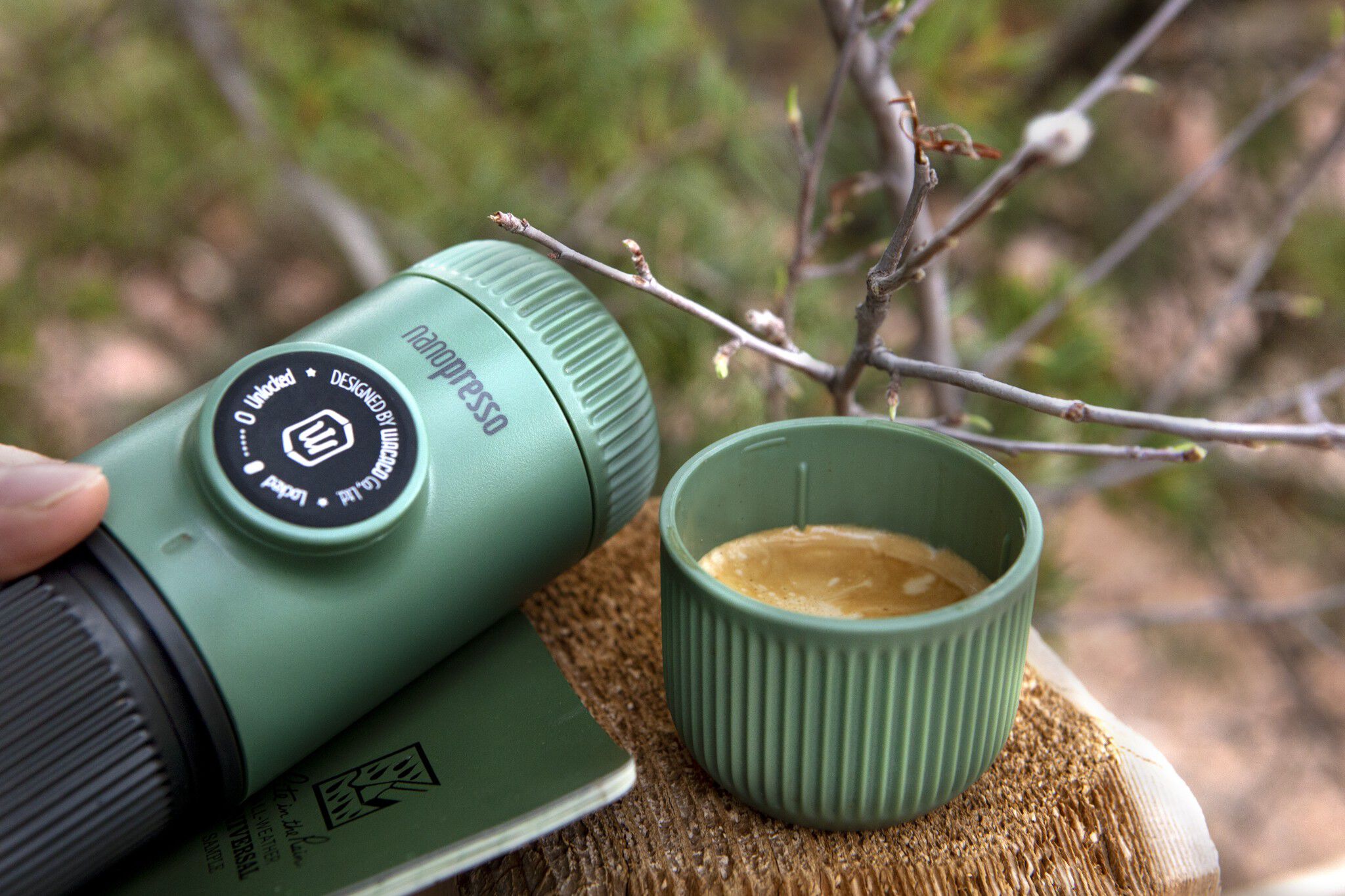 Wacaco Nanopresso Espresso Coffee Maker, Moss Green + Case