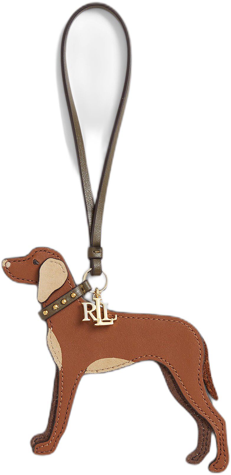 Suede-Trim Leather Vizsla Charm