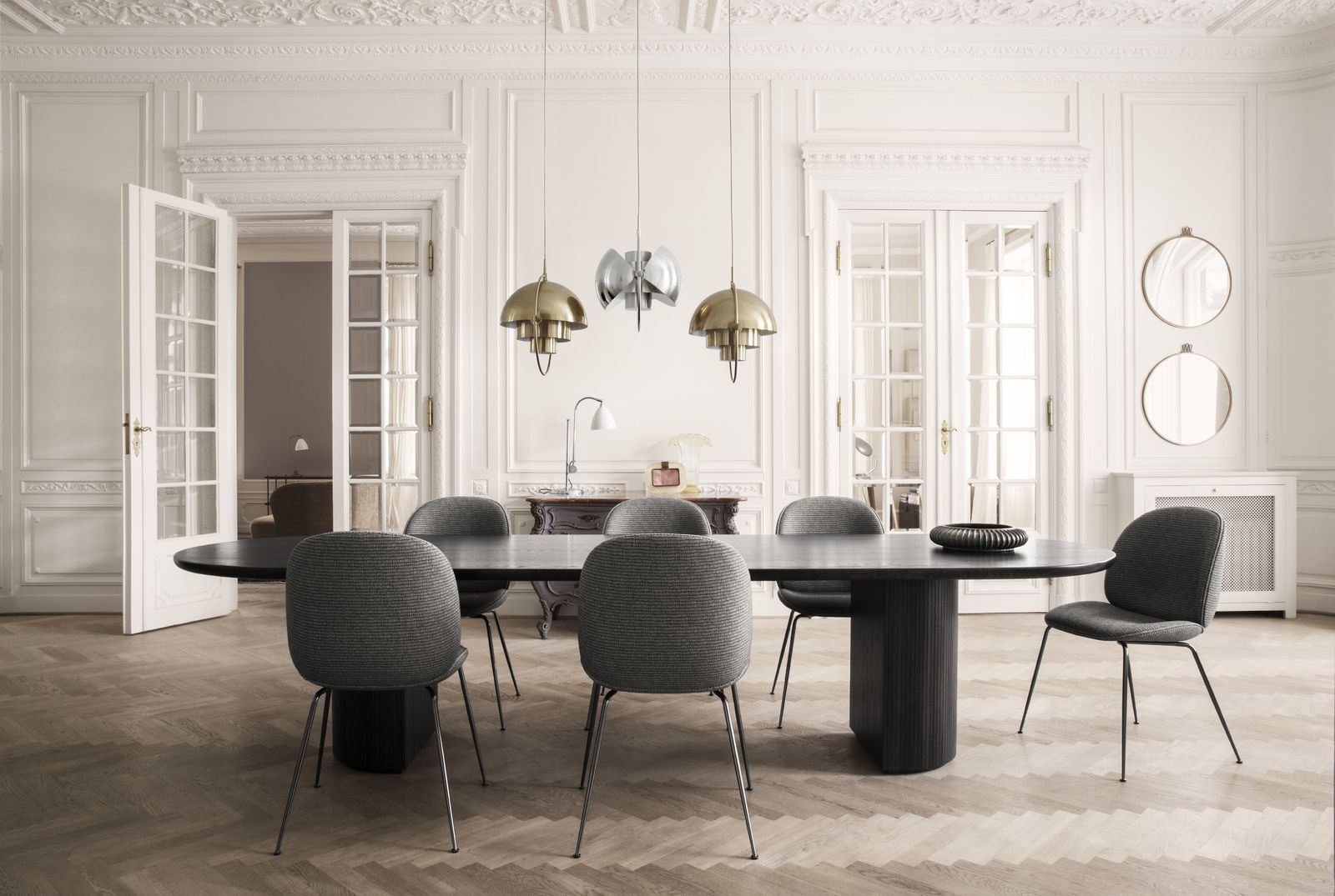 Multi-Lite Pendant (Base: Brass, Shade: Sea Grey Semi Matt)