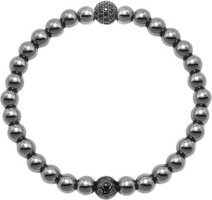 Men's Wristband with Hematite and Black CZ Diamond