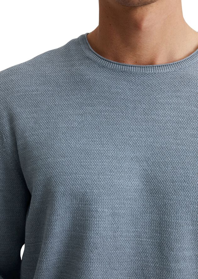 Crewneck, cotton slub, piqué struct