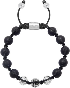 Men's Beaded Bracelet with Matte Onyx and Silver