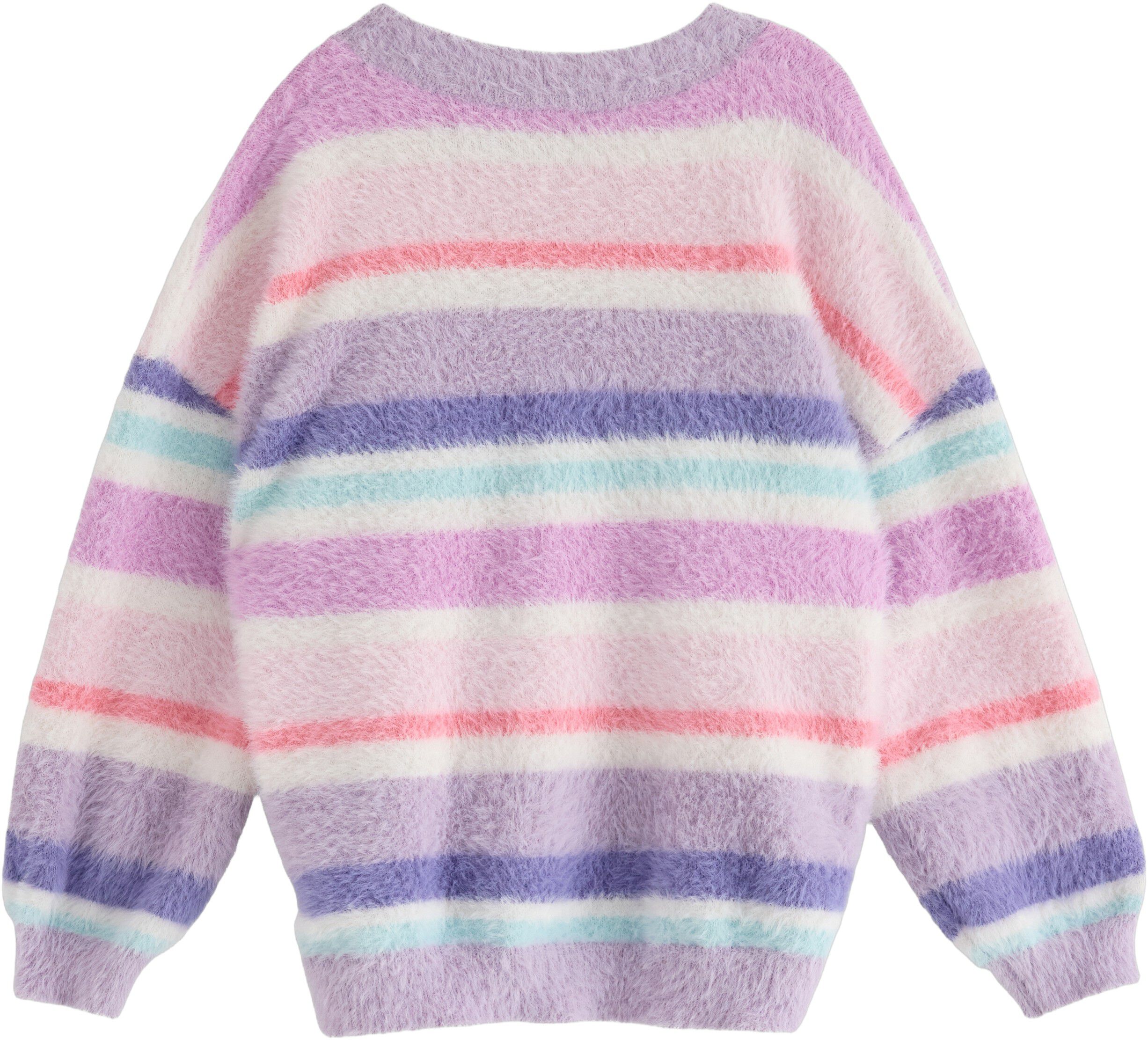 Mjuk l&aring;ng&auml;rmad stickad tr&ouml;ja i fj&auml;d