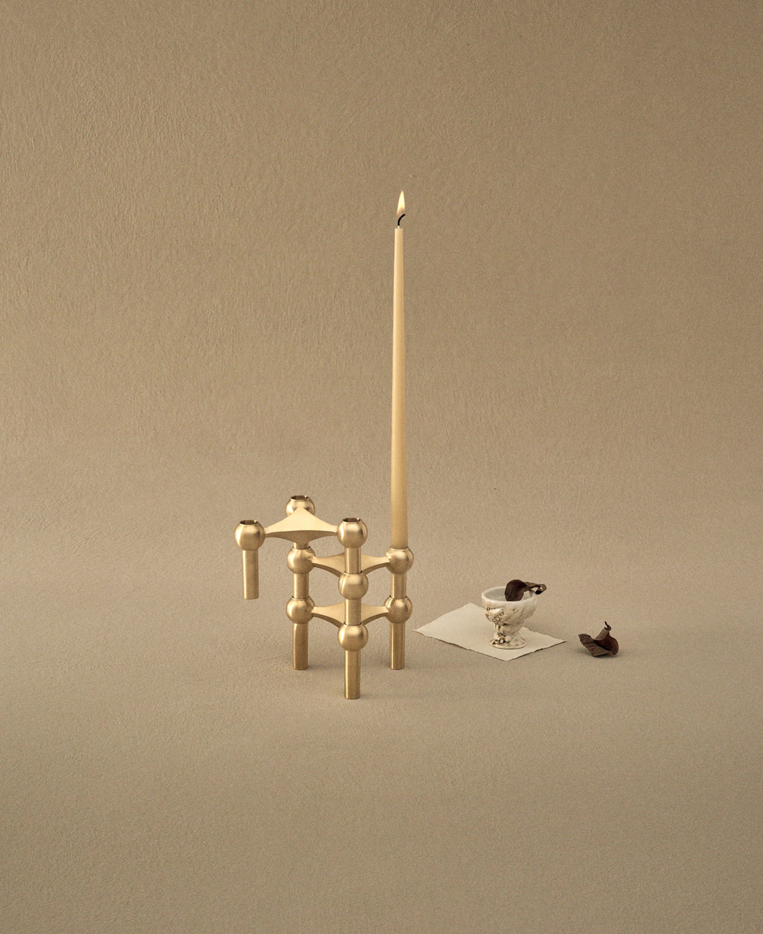 Nagel candle holder set with 3 pcs - brushed brass