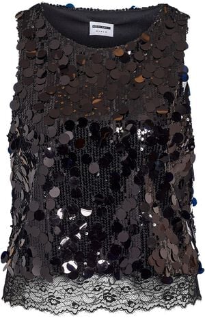 NMELVA S/L DETAIL SEQUIN TOP WVN