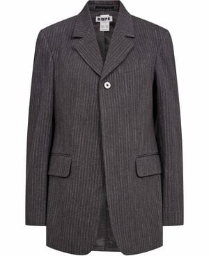 Fossil Blazer Textured Blue Grey Stripe-36