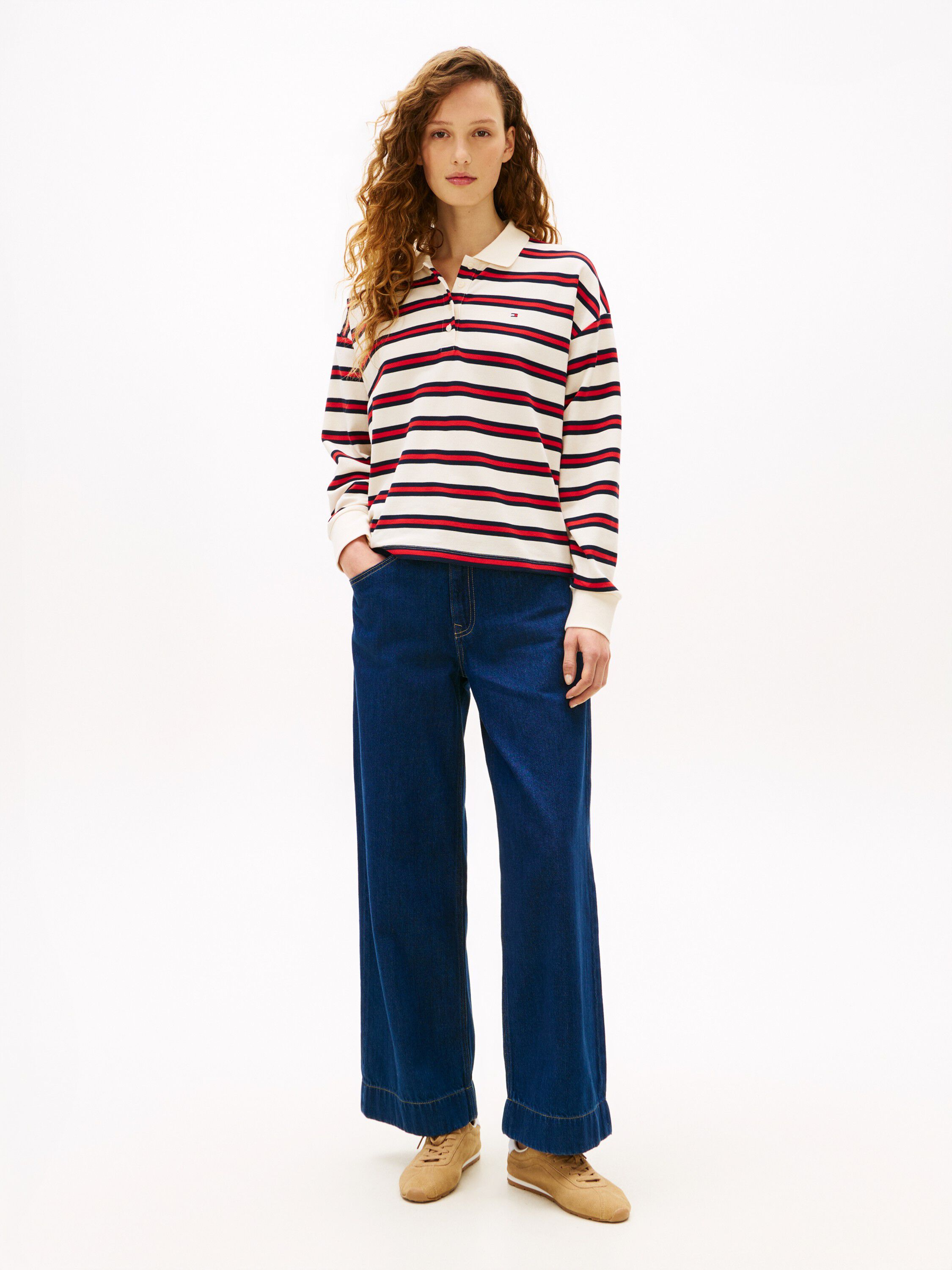 1985 Relaxed Fit Stripe Long Sleeve Polo Shirt