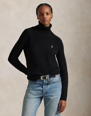 Wool-Cashmere Cable Turtleneck Sweater