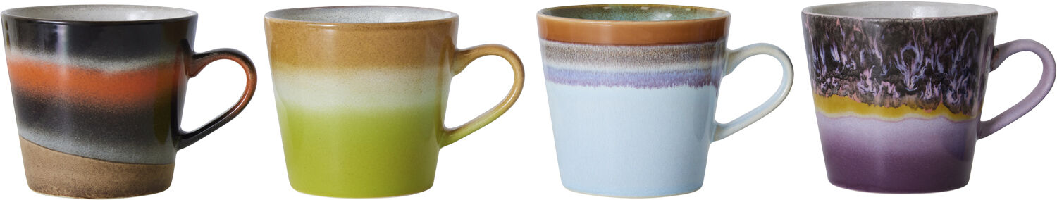 70s ceramics cappuccino mugs solid set of 4