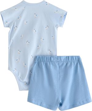 Sett i myk bomull med kortermet sl&aring;