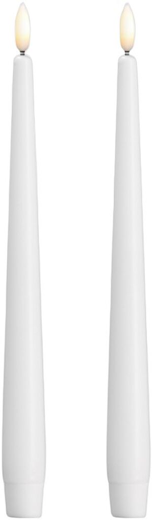Moods & More - LED taper candle, Silk, Slim, Classic white, 2-pack, 23