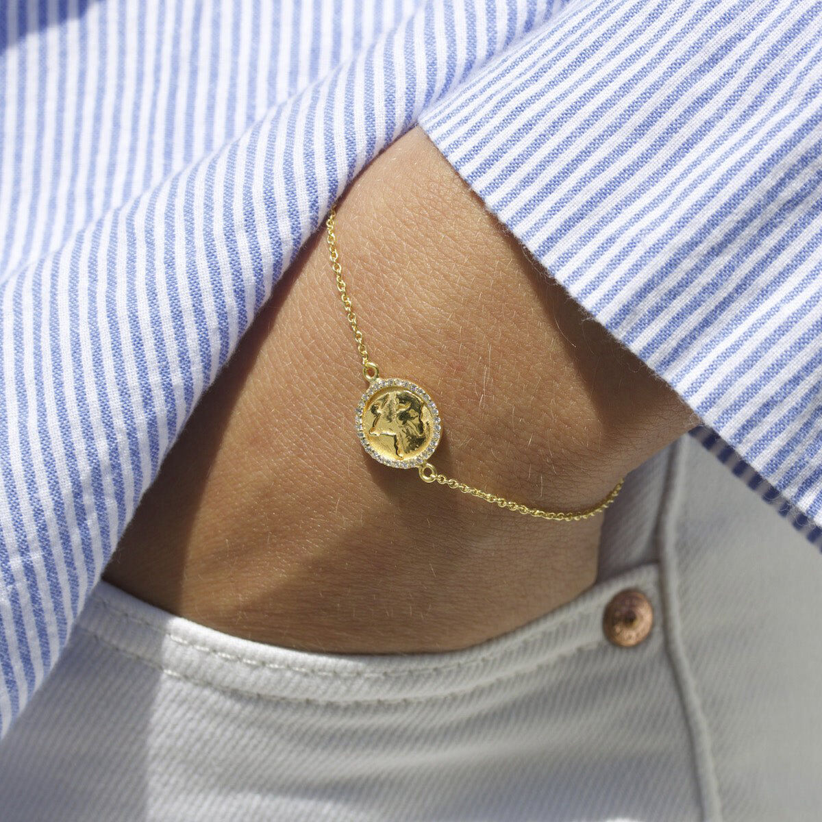 Earth bracelet VERMEIL (925 Sterling silver gold plated 2. 5 micron)
