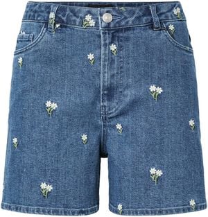 PCFLORA HW DENIM EMB SHORTS NOOS