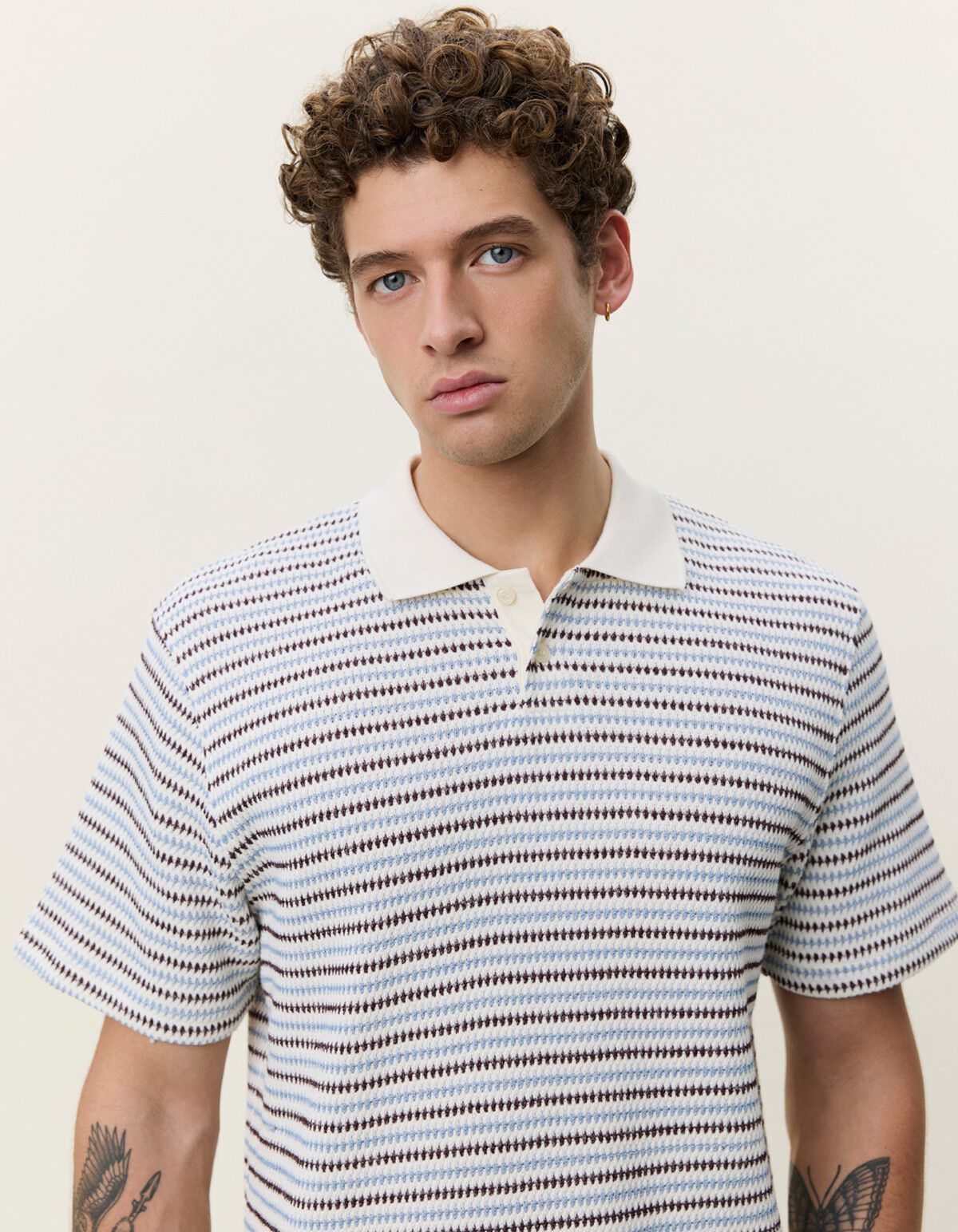Knitted Stripe Polo