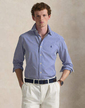 Slim Fit Striped Stretch Poplin Shirt
