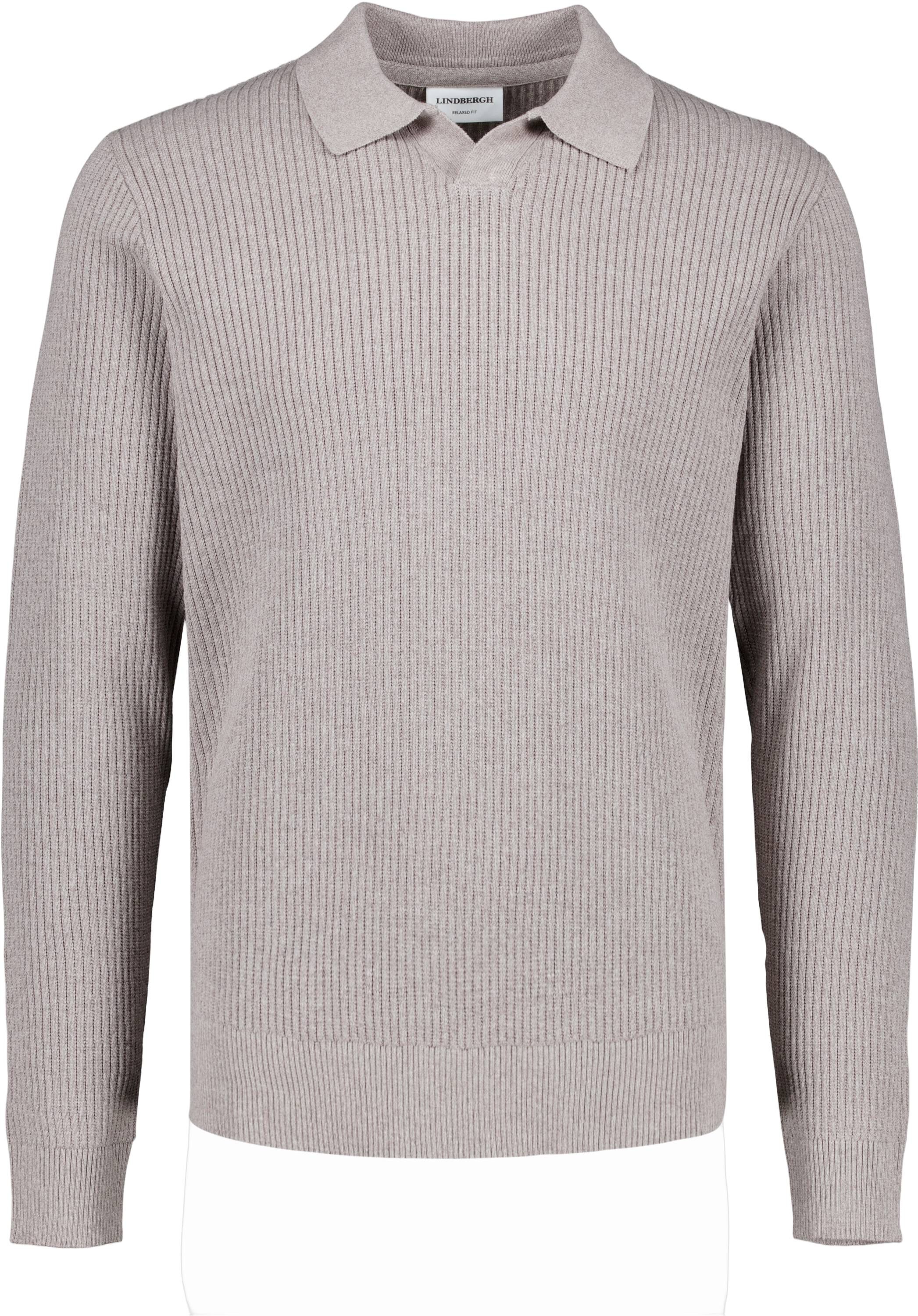 Ribbed L/S v-neck polo