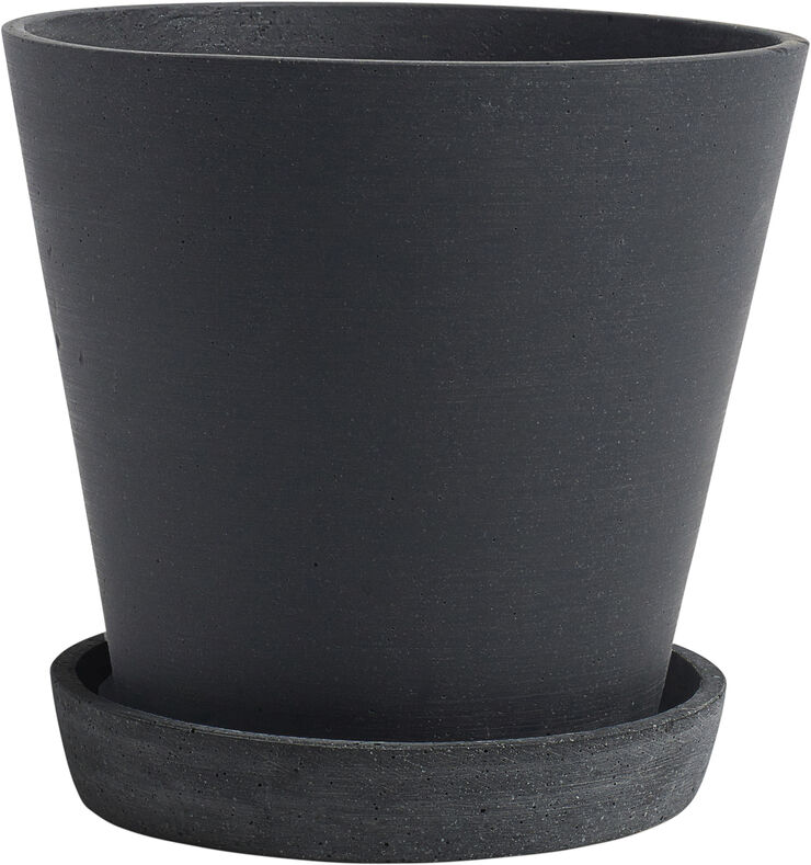 Flowerpot with Saucer-Large-Black