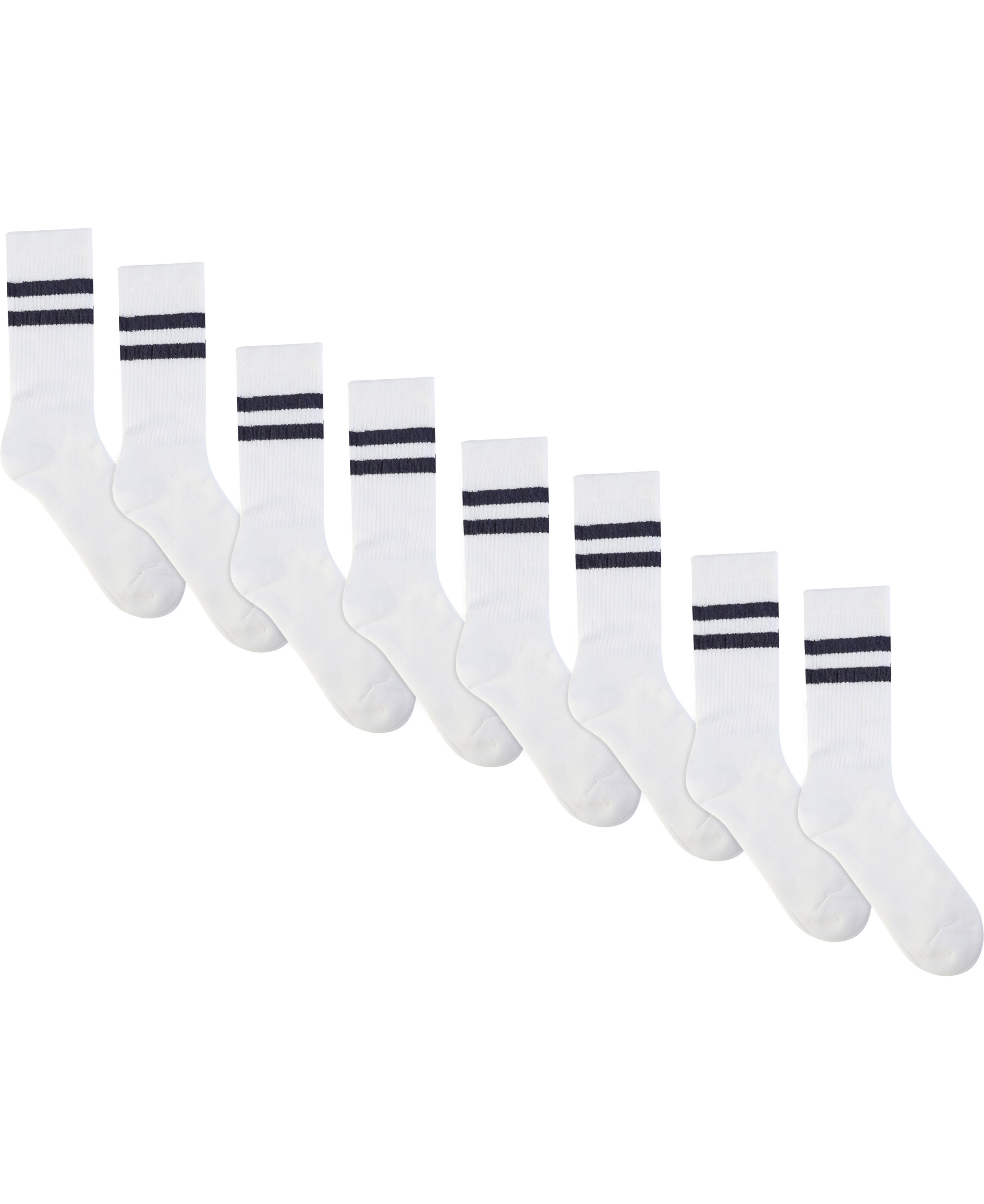 Tennis 8 pak White navy stripe