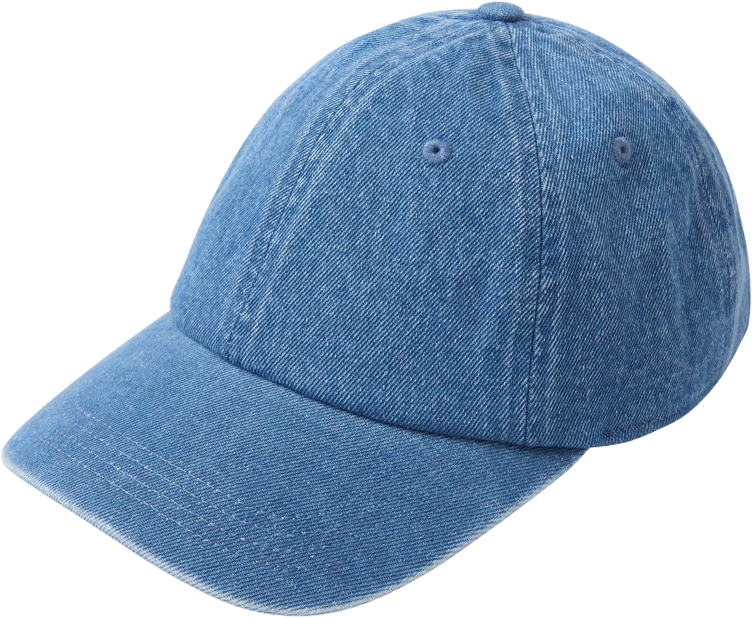 Kasket med rund skygge i denim.