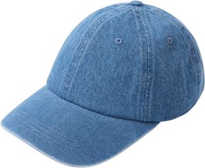 Kasket med rund skygge i denim.