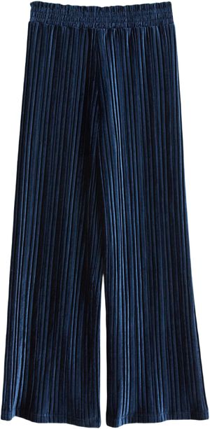 Trousers with wide legs in ribbed v