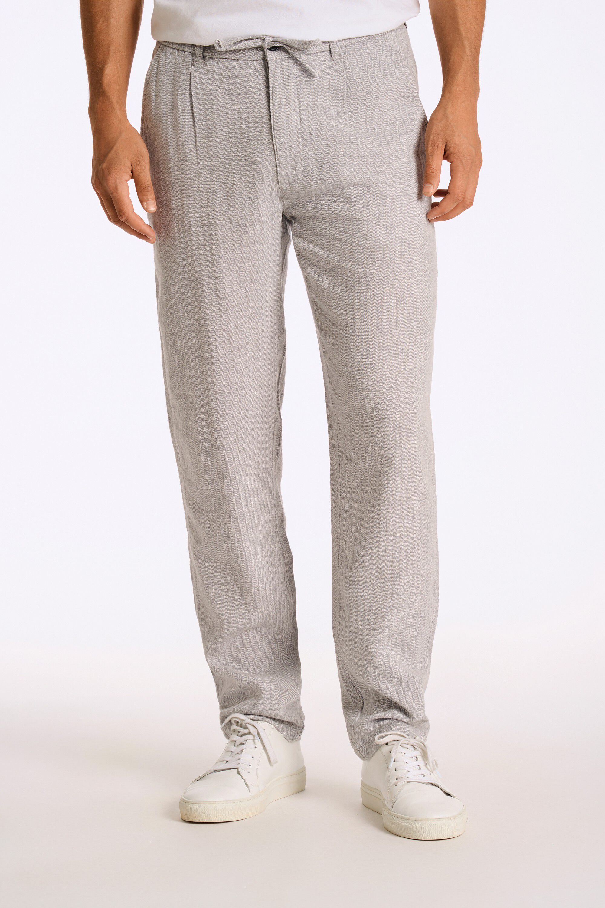 Linen blend herringbone pants
