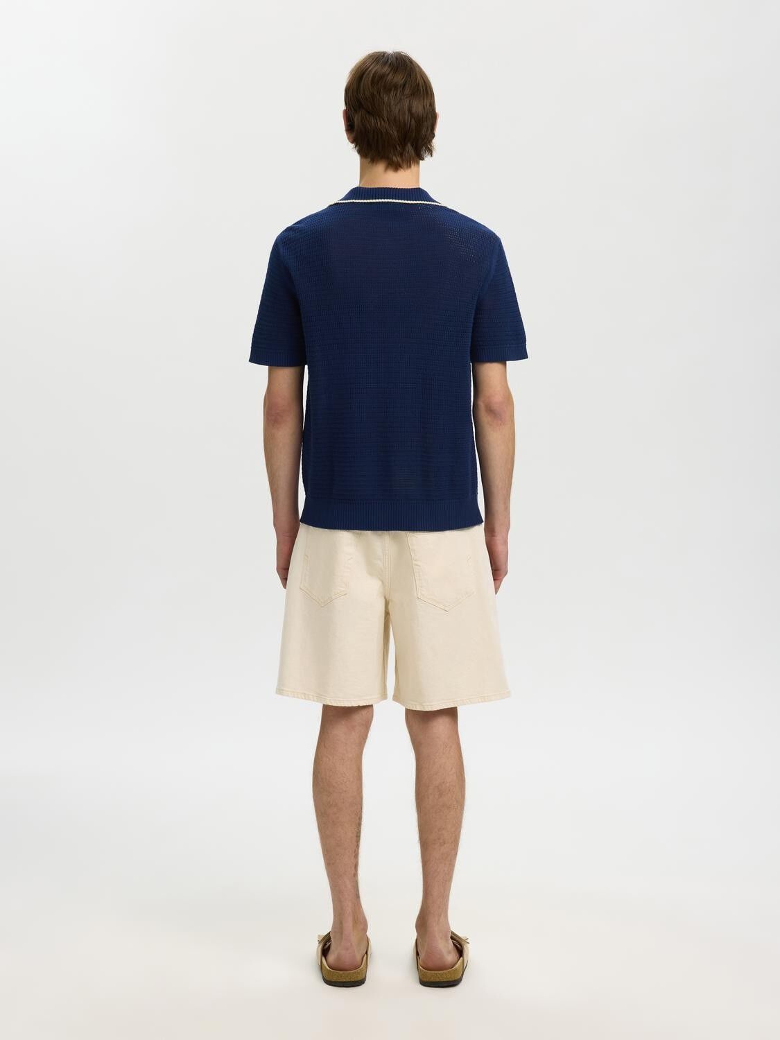Slhjesse Ss Knit Open Structure Polo