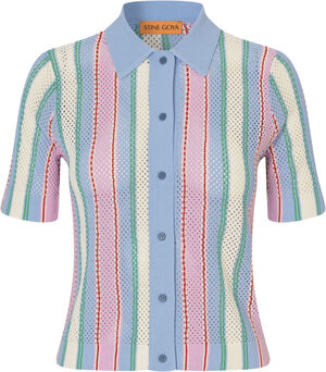 2100 Tricot Knit, Short Sleeve Crochet Polo