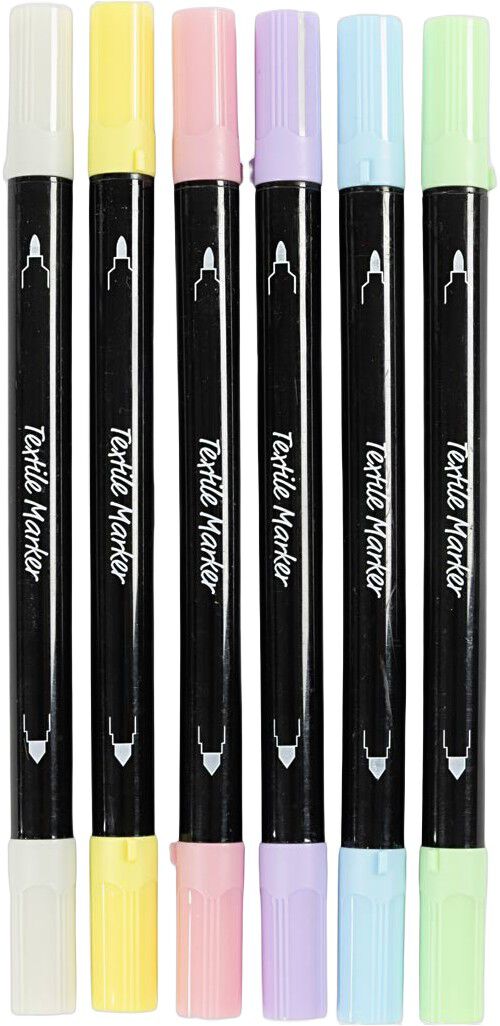 Tekstiltusch, streg 2,3+3,6 mm, 6 stk.