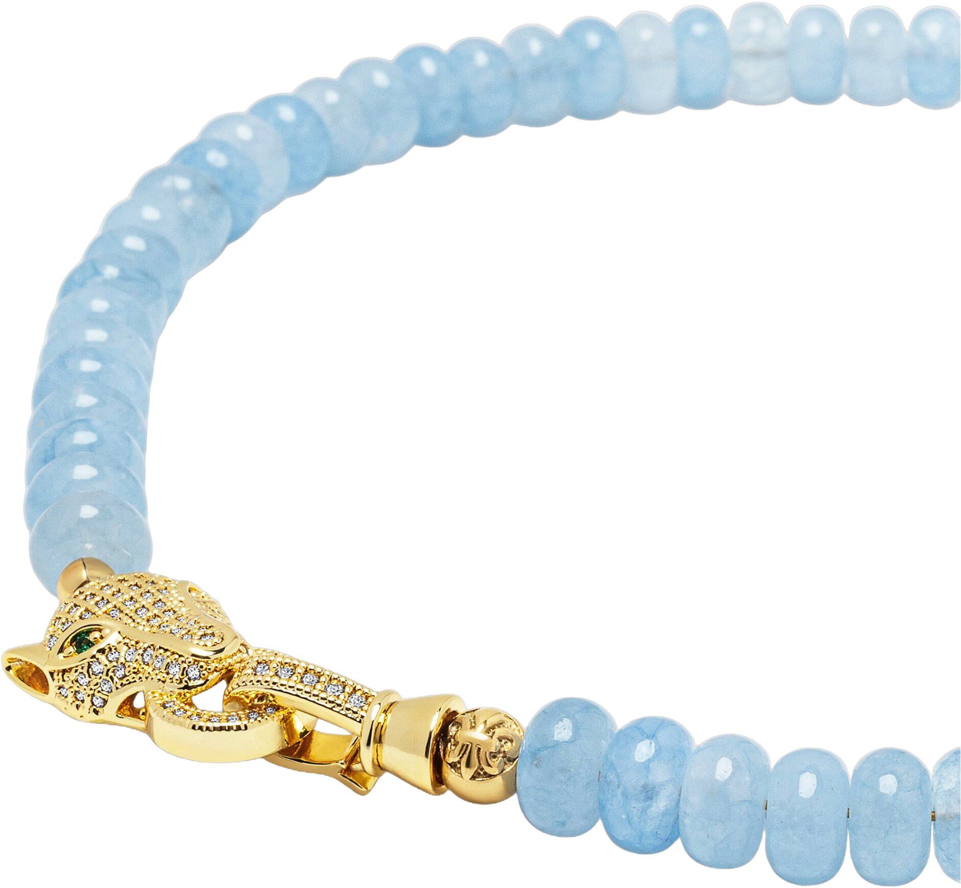 Women's Blue Chalcedony Choker with Panther Head