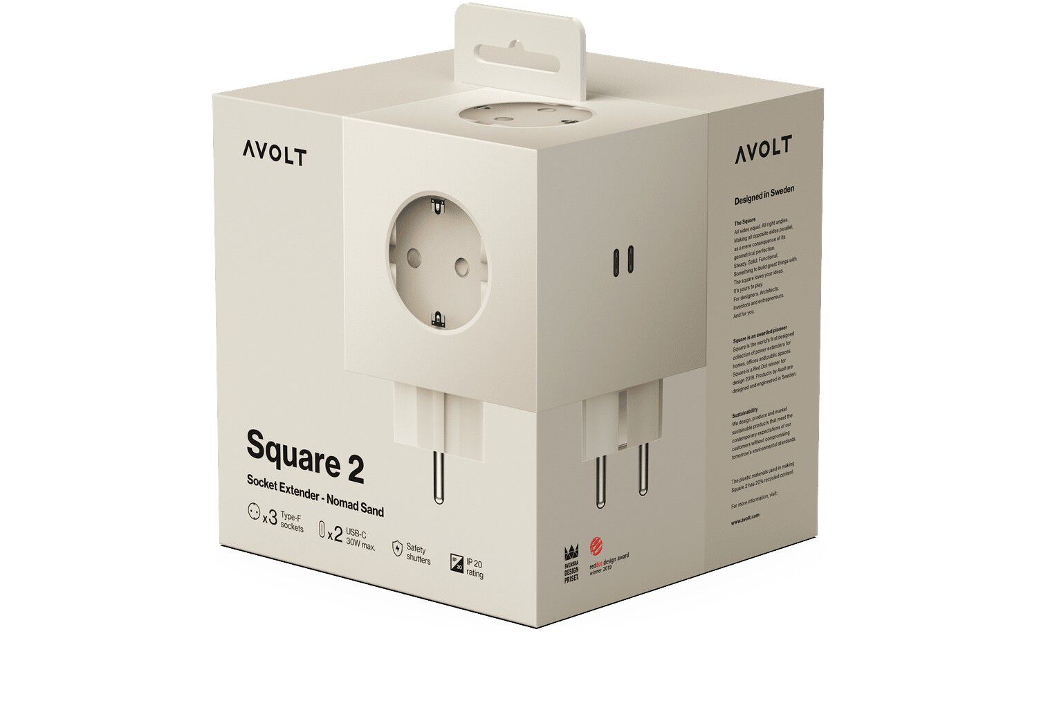 Square 1 - USB-C - 3m F EU - Nomad Sand