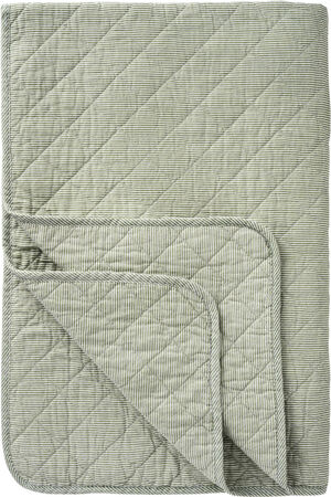 Quilt hvide og støvgrønne mælkedrengestriber