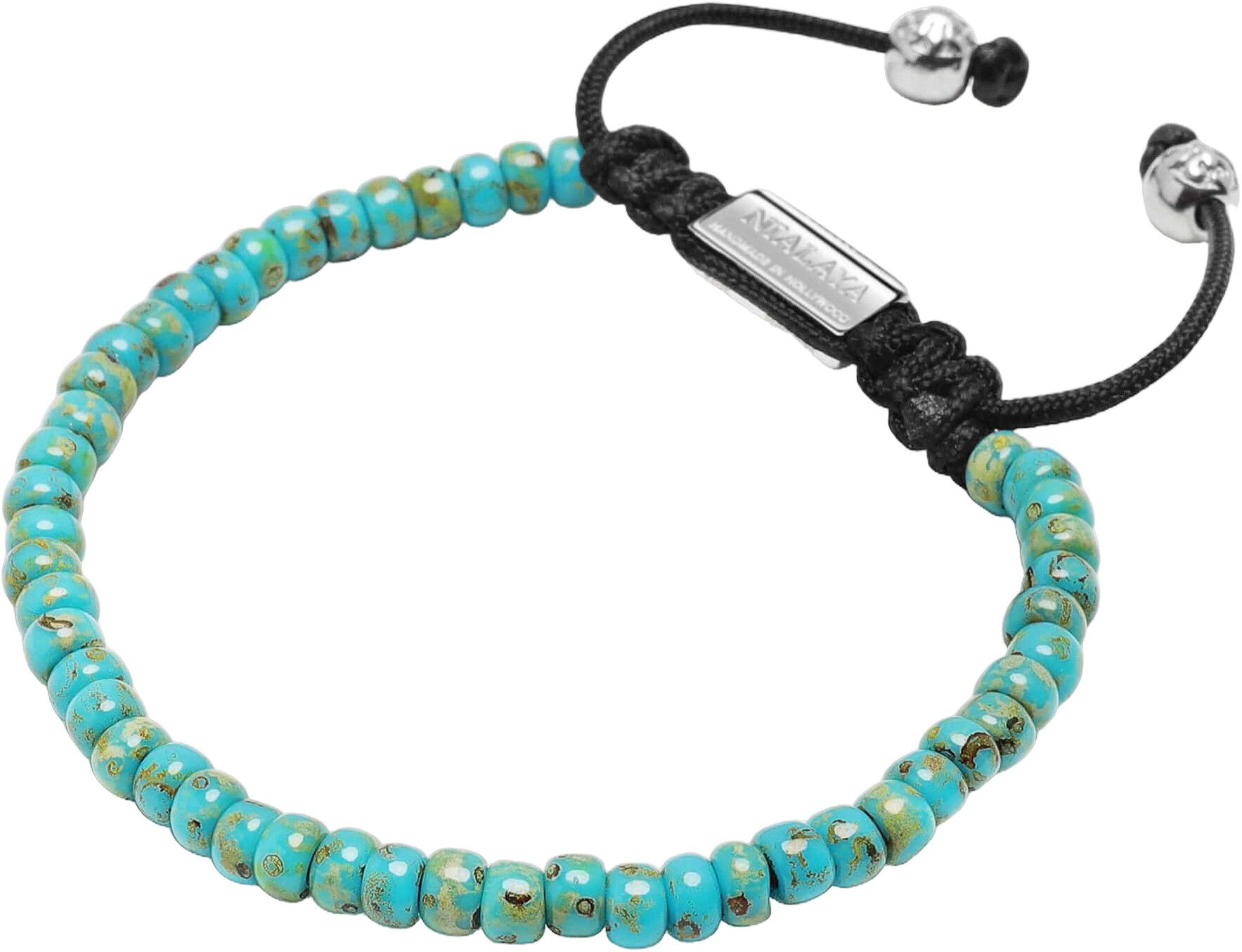 Men's Miyuki Beaded Bracelet with Turquoise and Silver