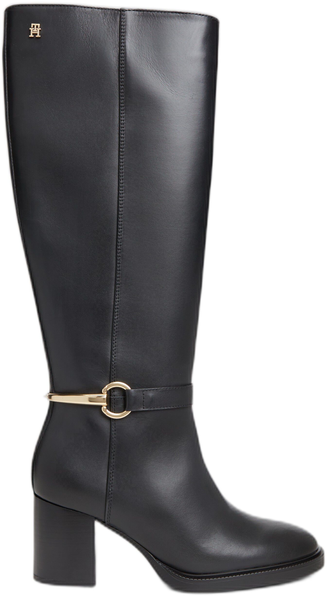 Leather Block Heel Riding Boots