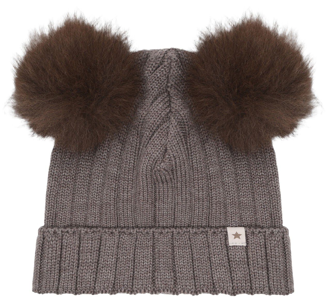 Hat Knit Alpaca Pompoms
