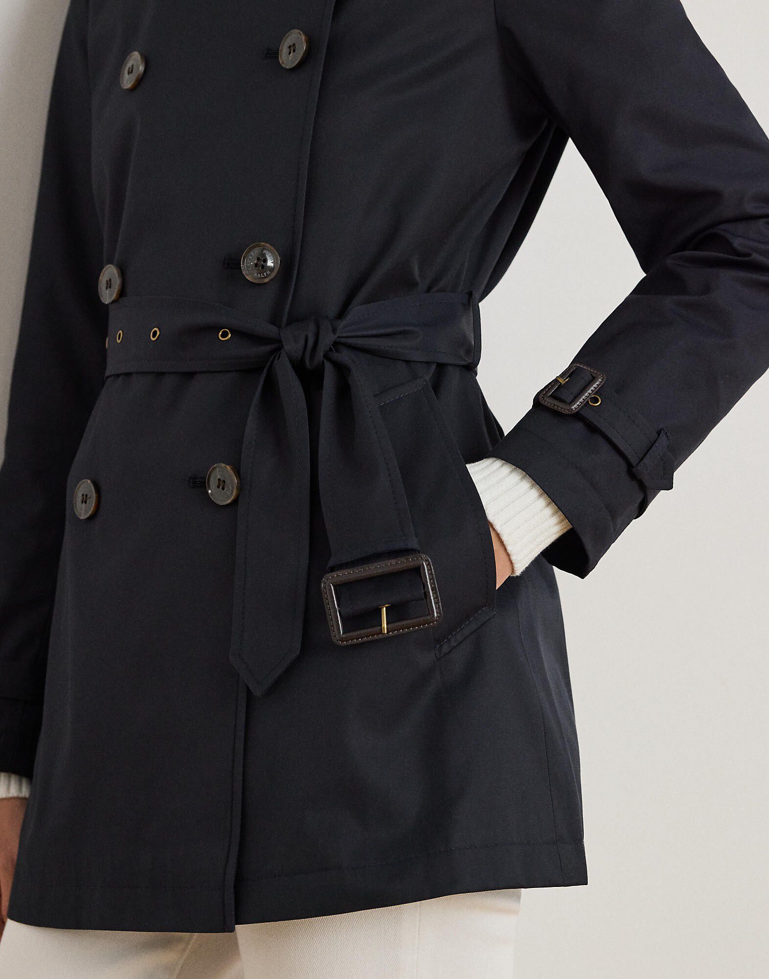 Double-Breasted Cotton-Blend Trench Coat