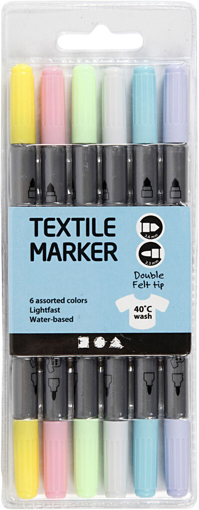 Tekstiltusch, streg 2,3+3,6 mm.