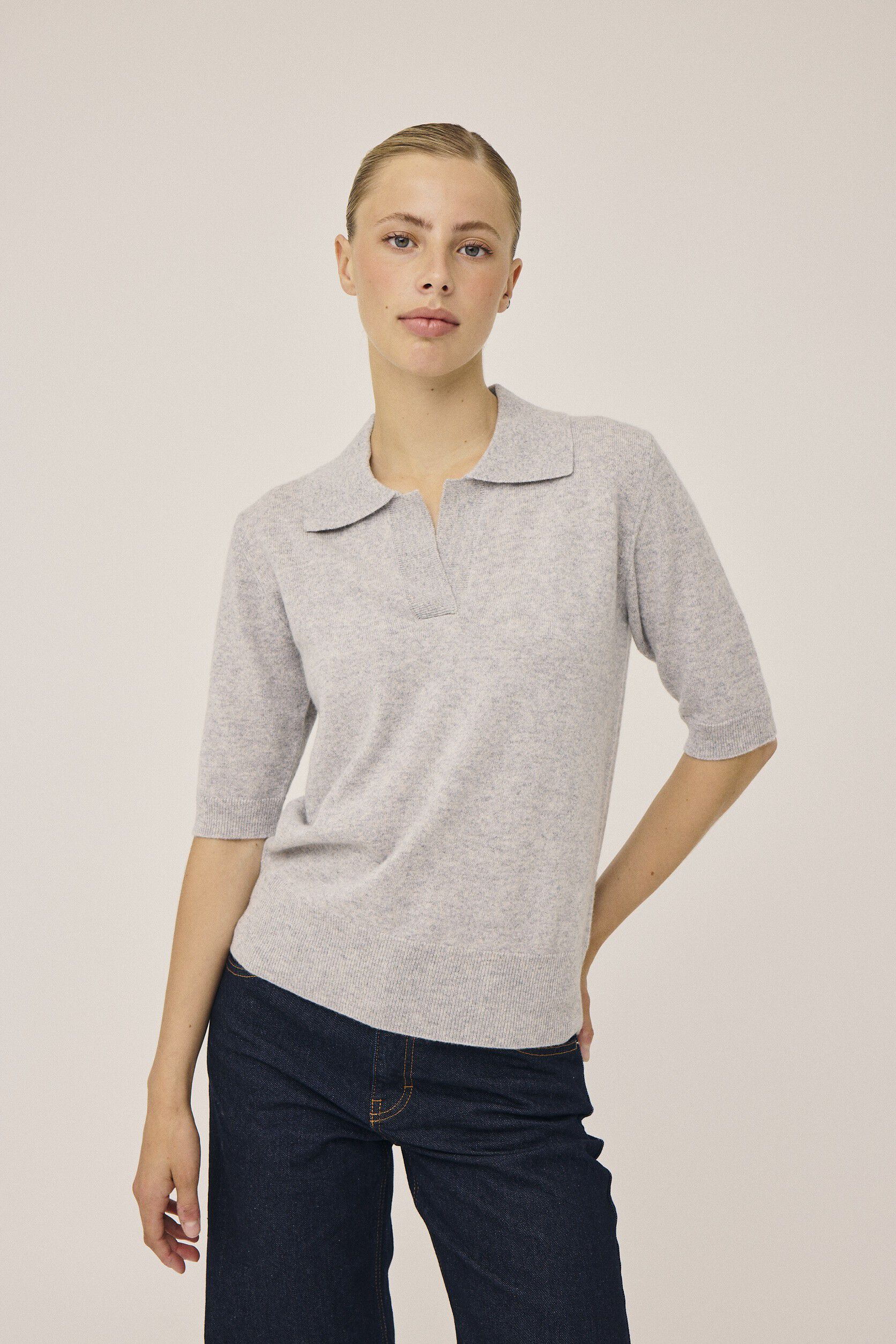 Classic 9 Kort&aelig;rmede polo strik - 100% Cashmere