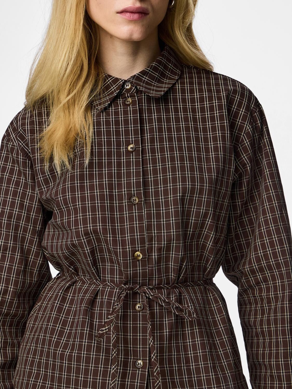 Pcmaya Ls Tie Detail Check Shirt Wvn