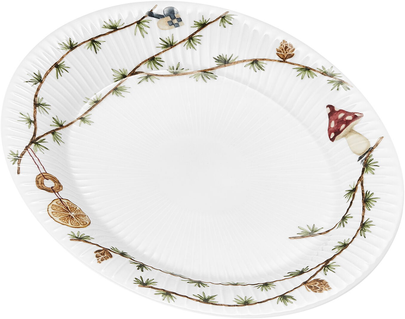 Hammersh&oslash;i Christmas Ovalt bordfad 0 22,5x28,5 hvid m. deko